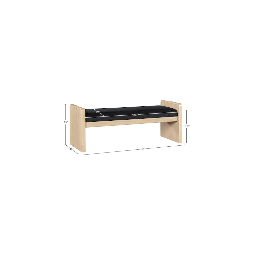 Sonia Black Velour Fur Fabric Bench. Picture 7