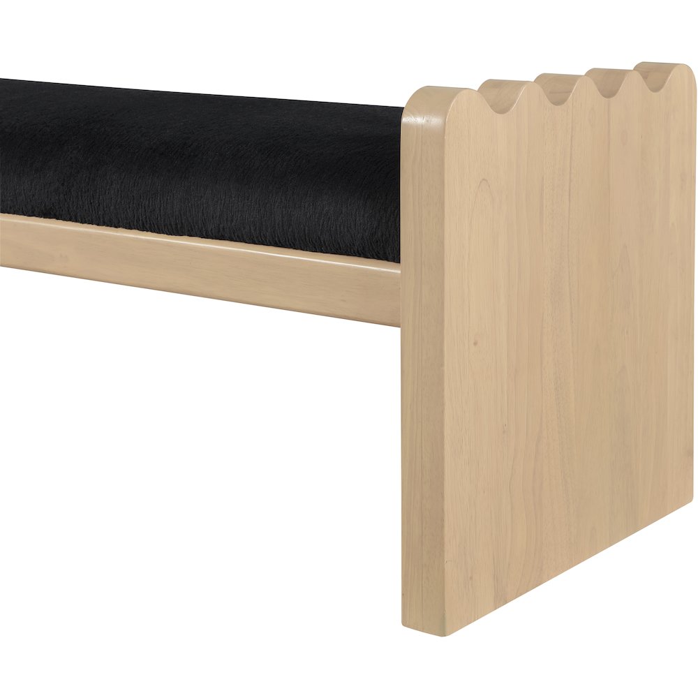 Sonia Black Velour Fur Fabric Bench. Picture 5