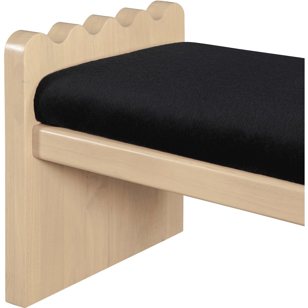 Sonia Black Velour Fur Fabric Bench. Picture 6