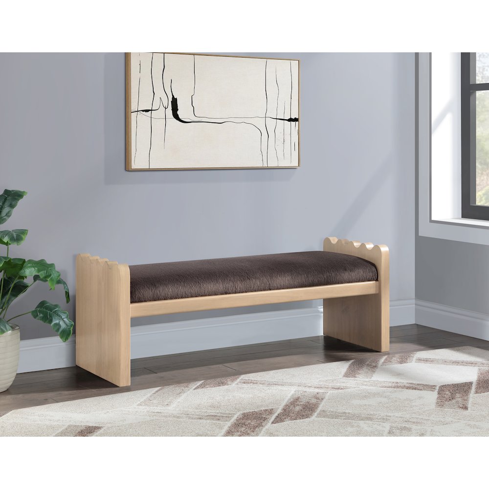 Sonia Brown Velour Fur Fabric Bench. Picture 2