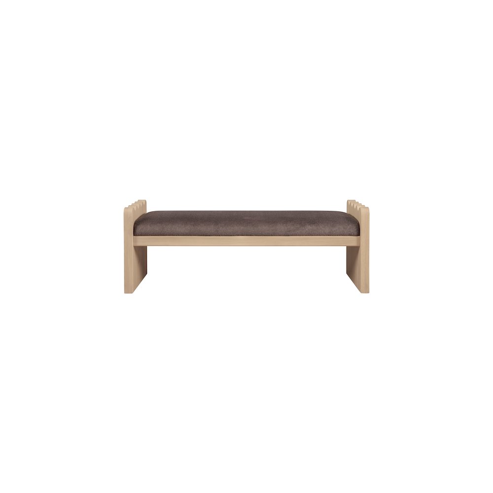 Sonia Brown Velour Fur Fabric Bench. Picture 3