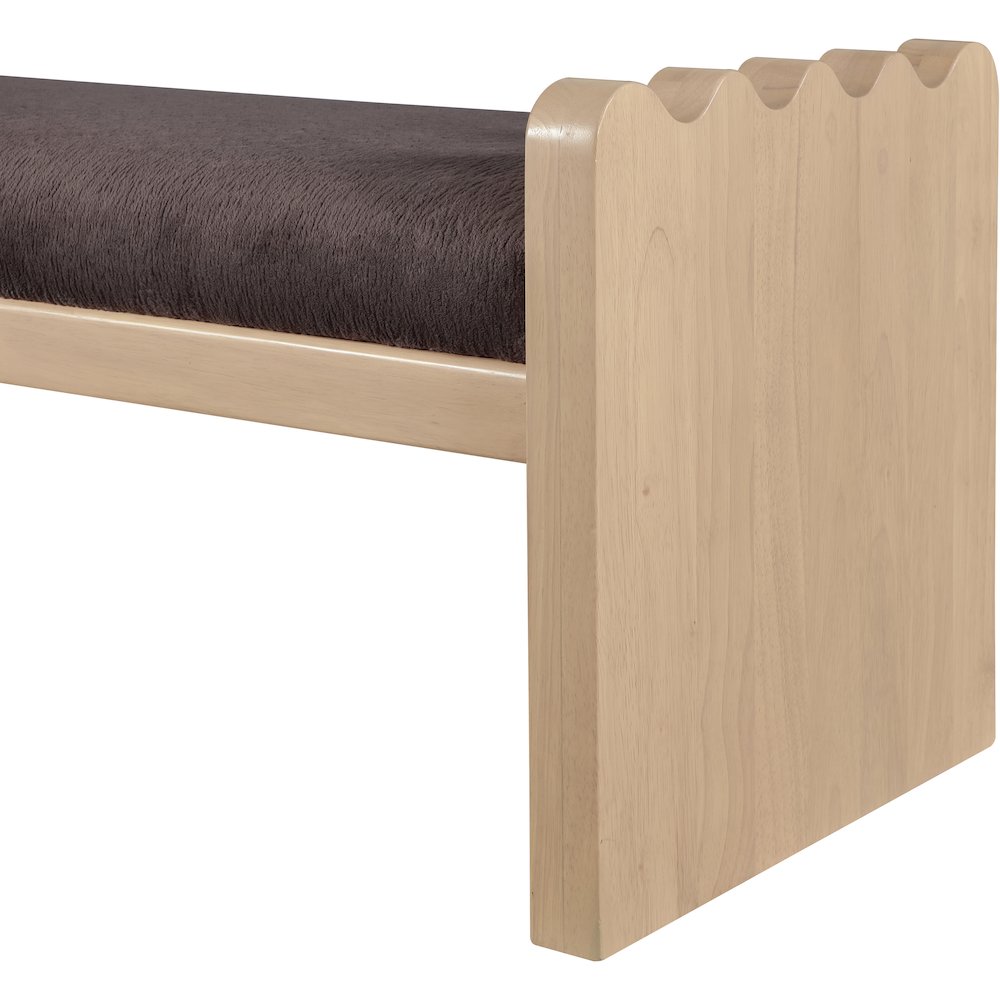 Sonia Brown Velour Fur Fabric Bench. Picture 5