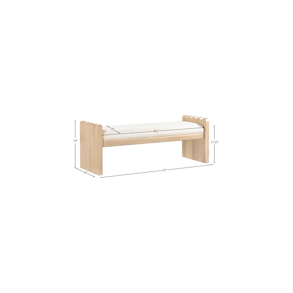 Sonia Cream Velour Fur Fabric Bench. Picture 7