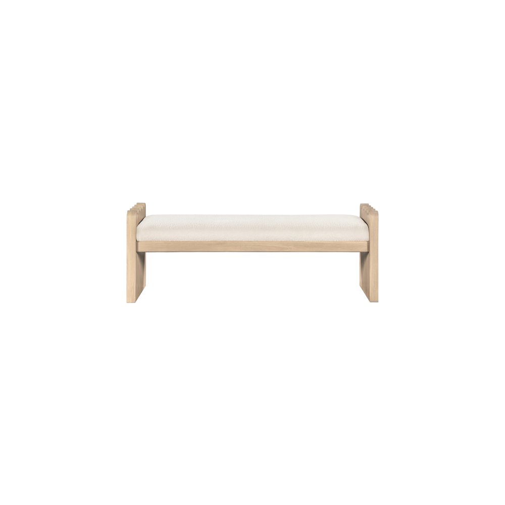 Sonia Cream Velour Fur Fabric Bench. Picture 3