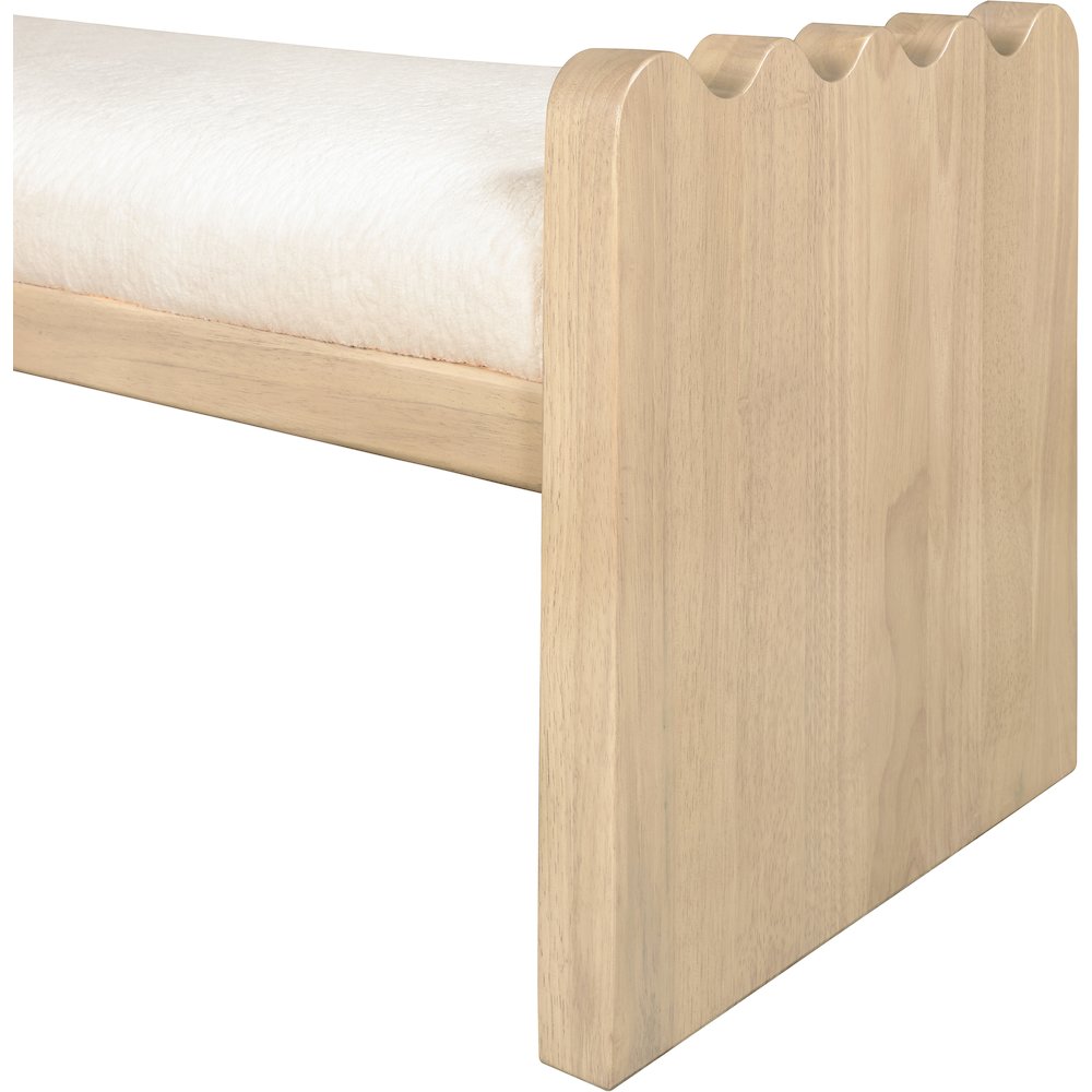 Sonia Cream Velour Fur Fabric Bench. Picture 5