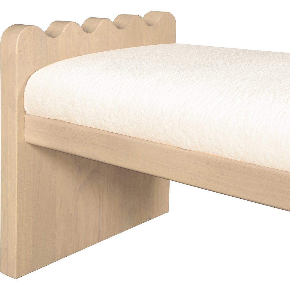 Sonia Cream Velour Fur Fabric Bench. Picture 6