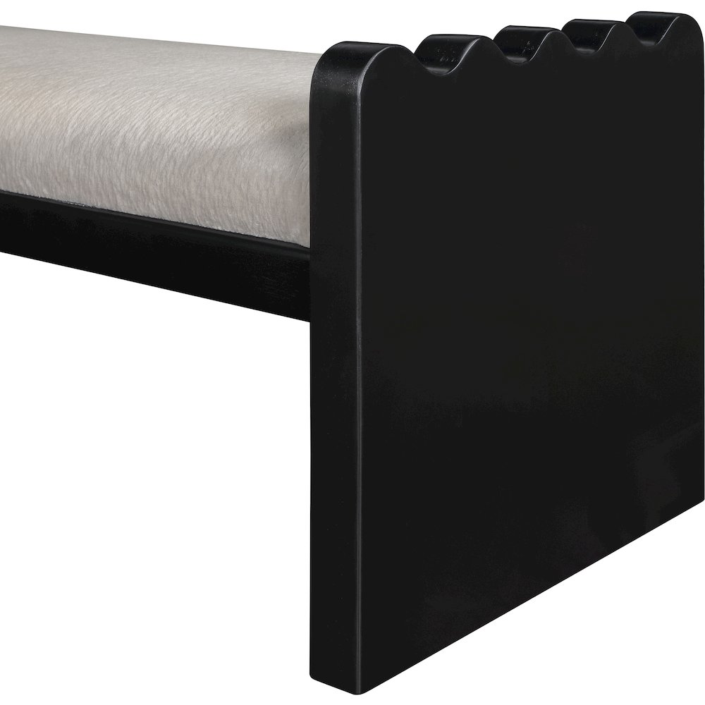 Sonia Beige Velour Fur Fabric Bench. Picture 5