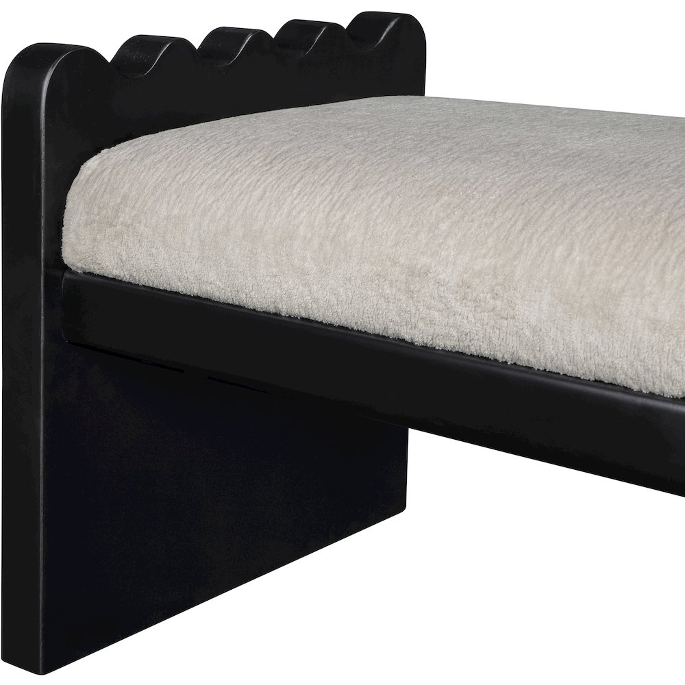 Sonia Beige Velour Fur Fabric Bench. Picture 6