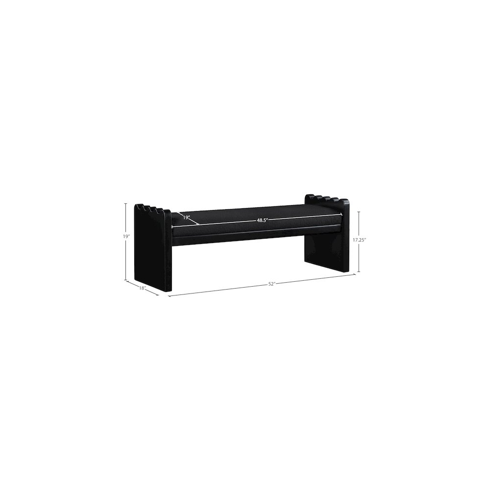Sonia Black Velour Fur Fabric Bench. Picture 7