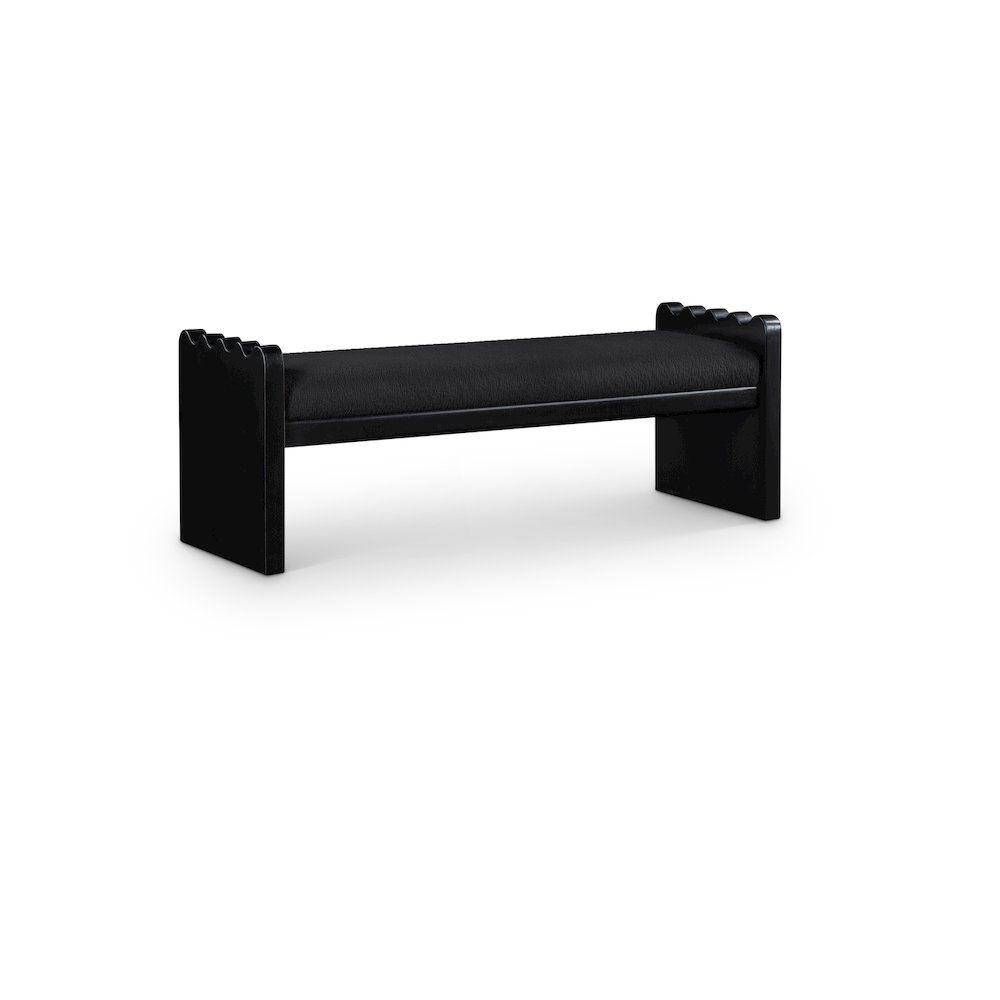 Sonia Black Velour Fur Fabric Bench. Picture 1