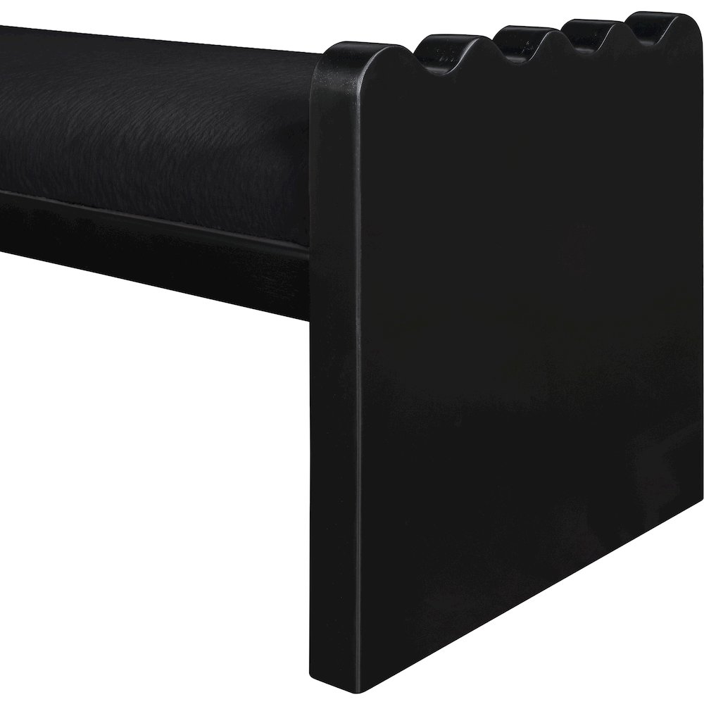 Sonia Black Velour Fur Fabric Bench. Picture 5