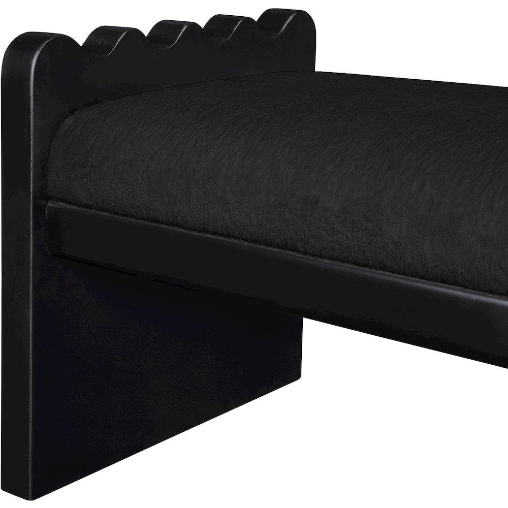 Sonia Black Velour Fur Fabric Bench. Picture 6