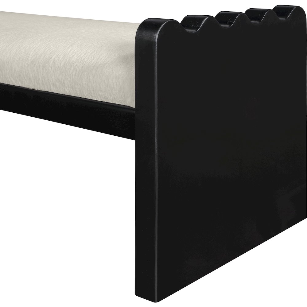 Sonia Cream Velour Fur Fabric Bench. Picture 5