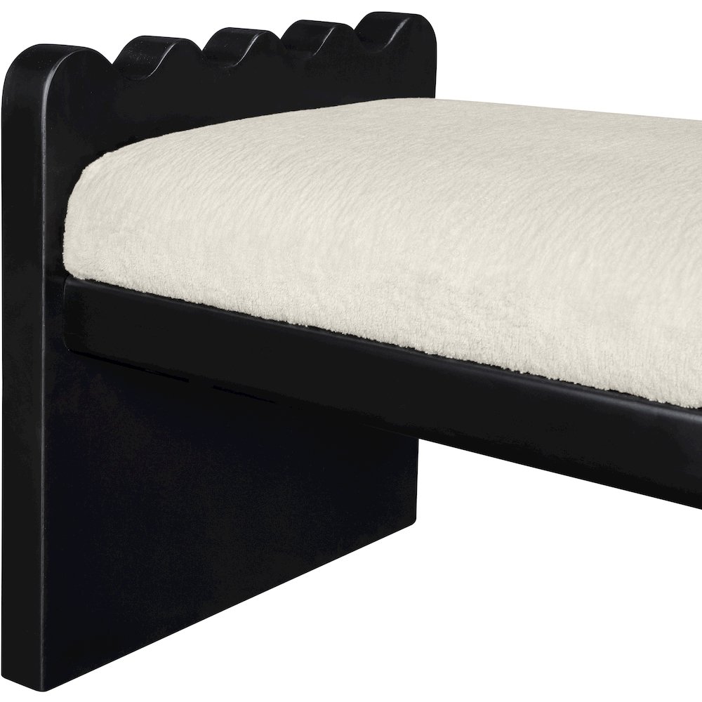 Sonia Cream Velour Fur Fabric Bench. Picture 6