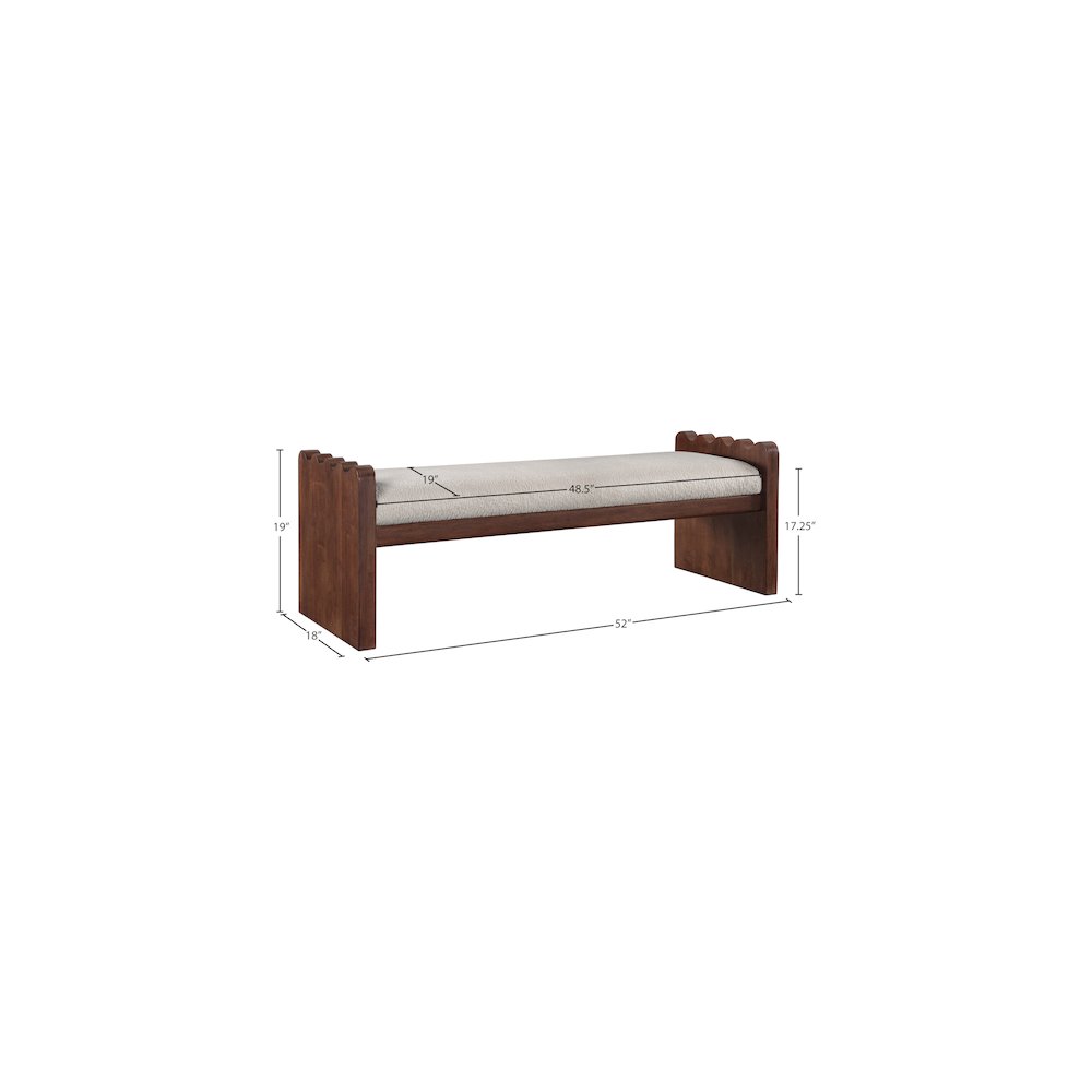 Sonia Beige Velour Fur Fabric Bench. Picture 7