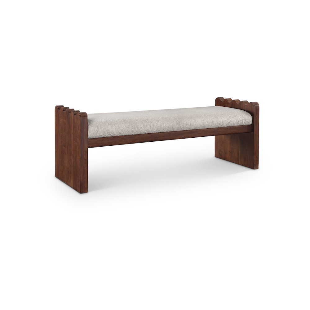 Sonia Beige Velour Fur Fabric Bench. Picture 1