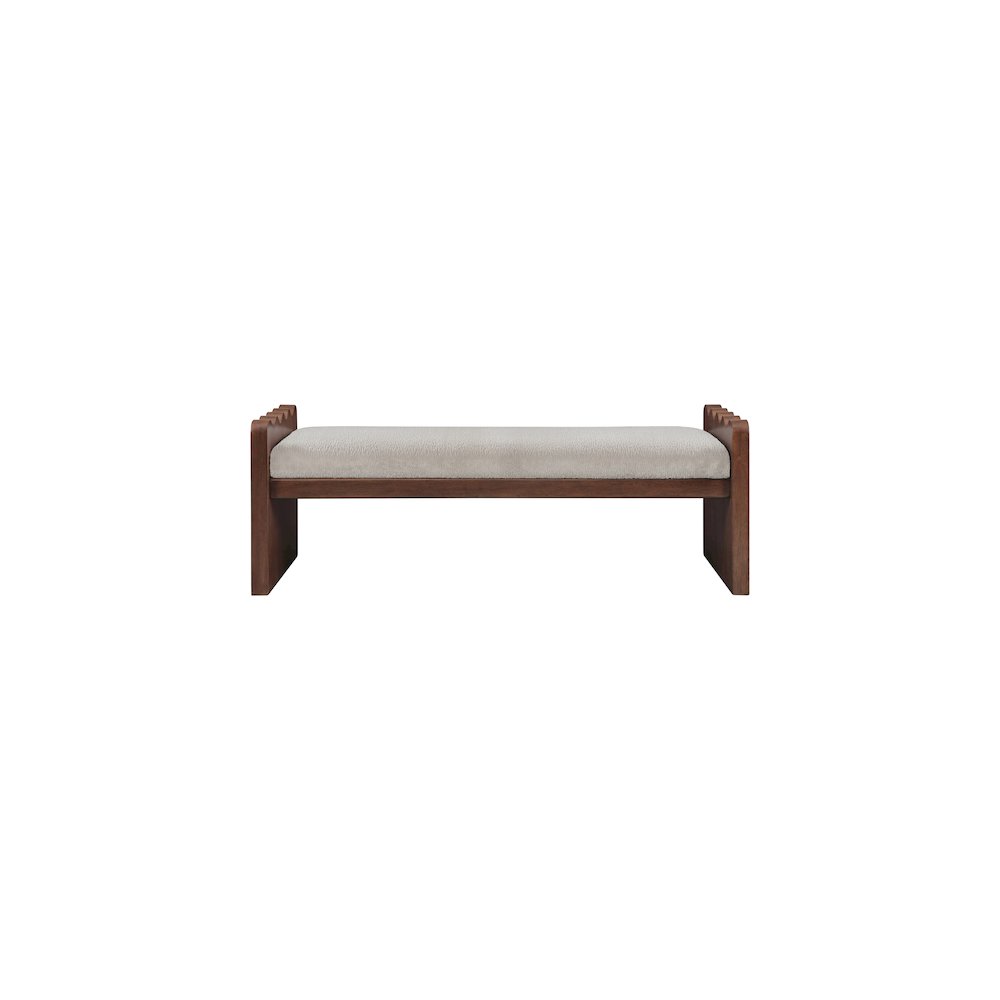 Sonia Beige Velour Fur Fabric Bench. Picture 3