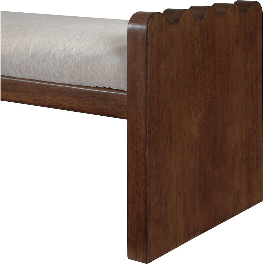 Sonia Beige Velour Fur Fabric Bench. Picture 5
