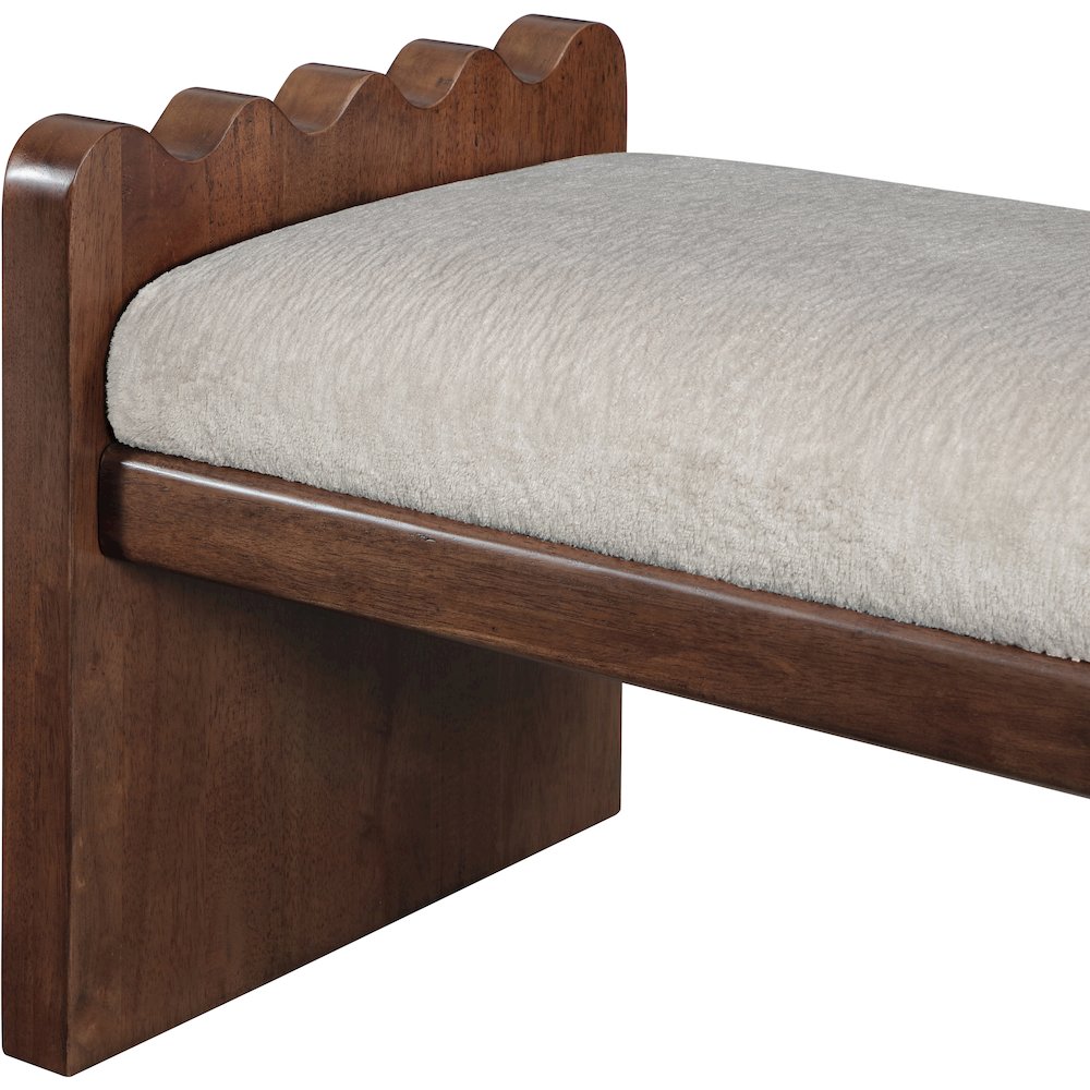 Sonia Beige Velour Fur Fabric Bench. Picture 6