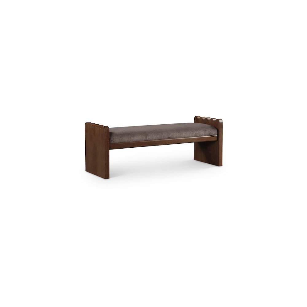 Sonia Brown Velour Fur Fabric Bench. Picture 1