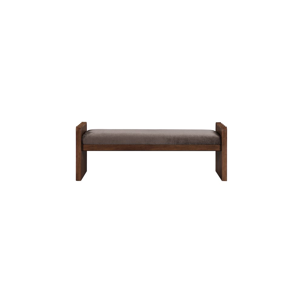 Sonia Brown Velour Fur Fabric Bench. Picture 3