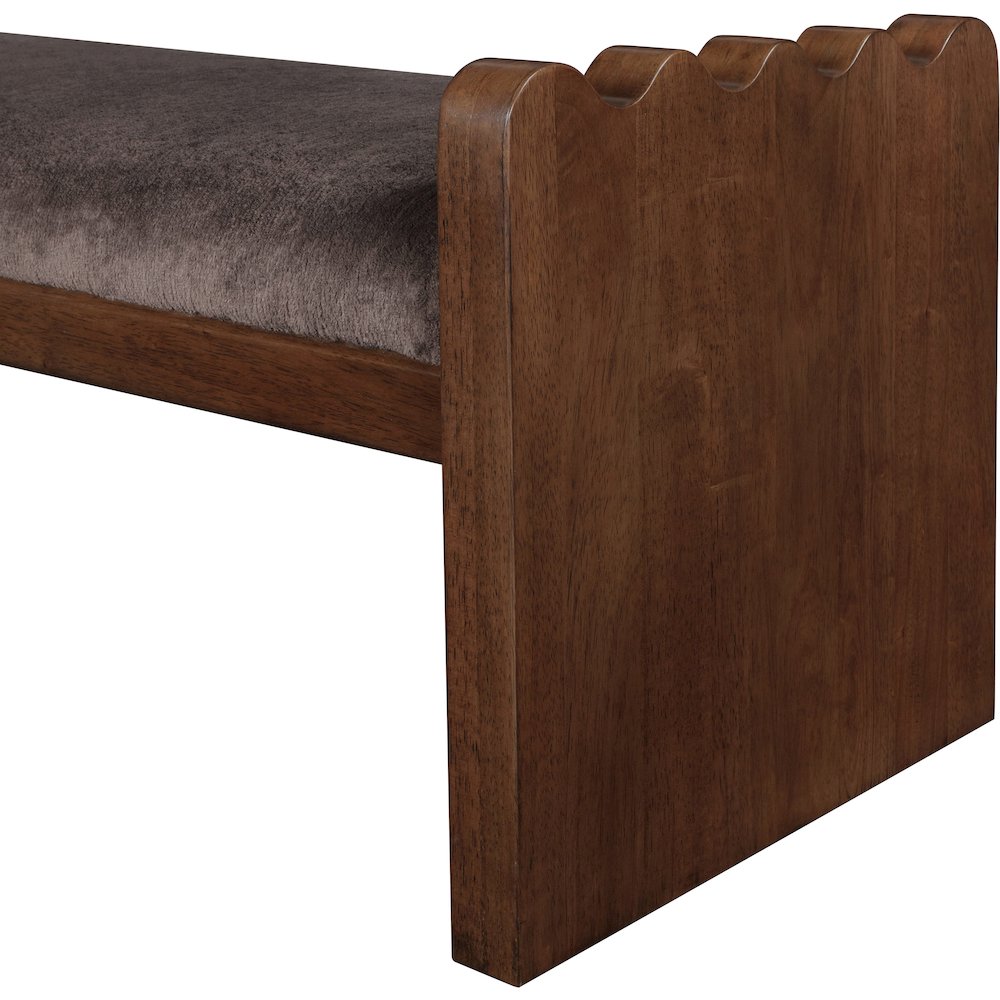 Sonia Brown Velour Fur Fabric Bench. Picture 5
