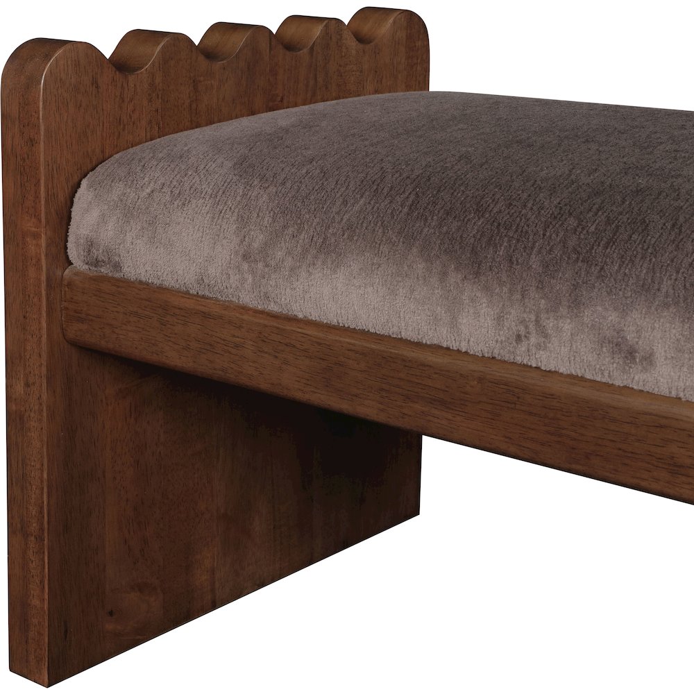 Sonia Brown Velour Fur Fabric Bench. Picture 6