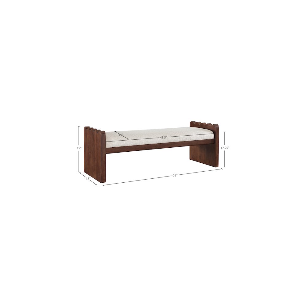 Sonia Cream Velour Fur Fabric Bench. Picture 7