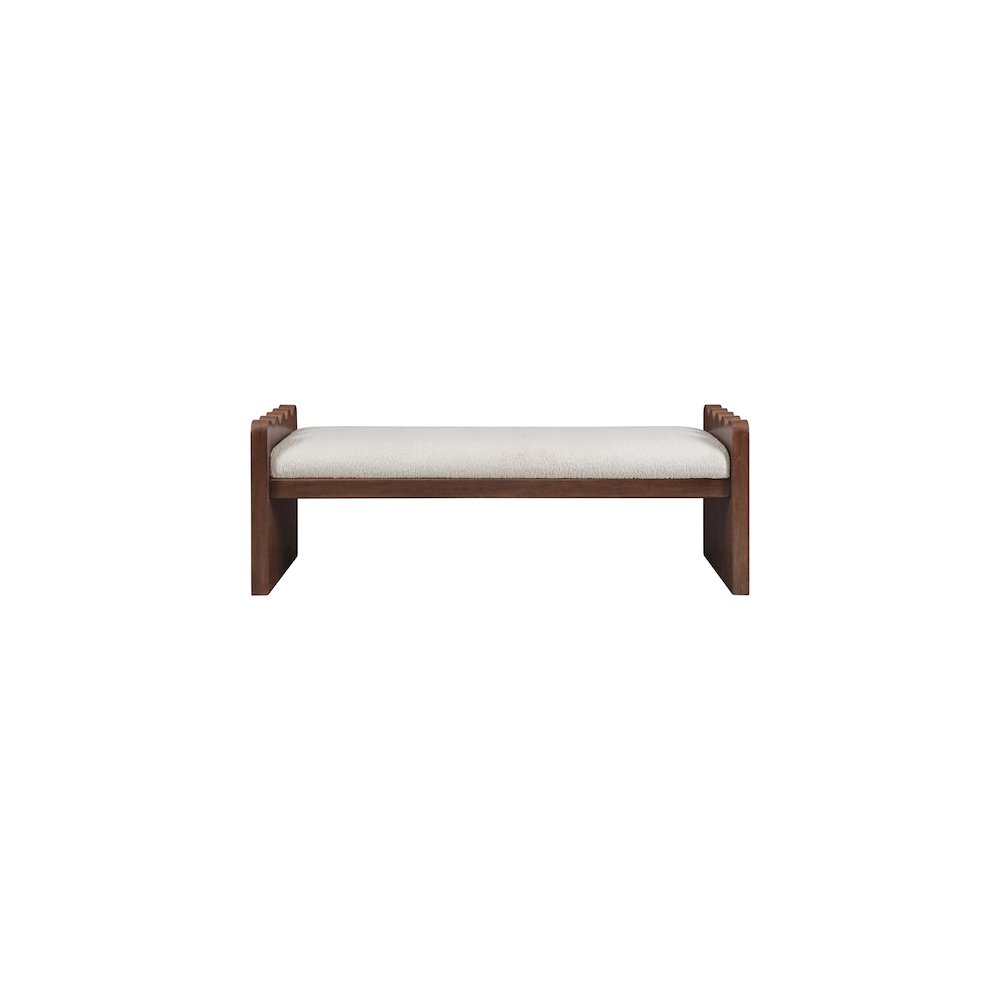 Sonia Cream Velour Fur Fabric Bench. Picture 3