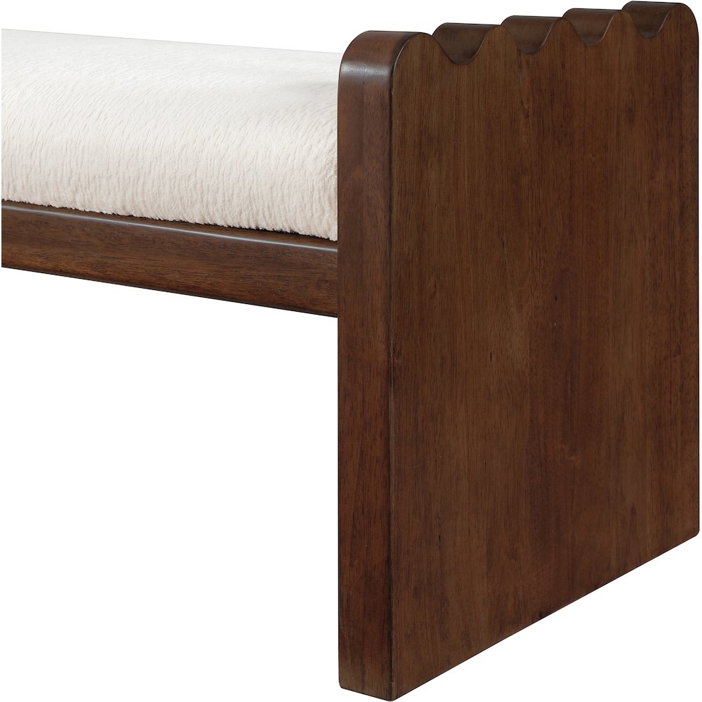 Sonia Cream Velour Fur Fabric Bench. Picture 5