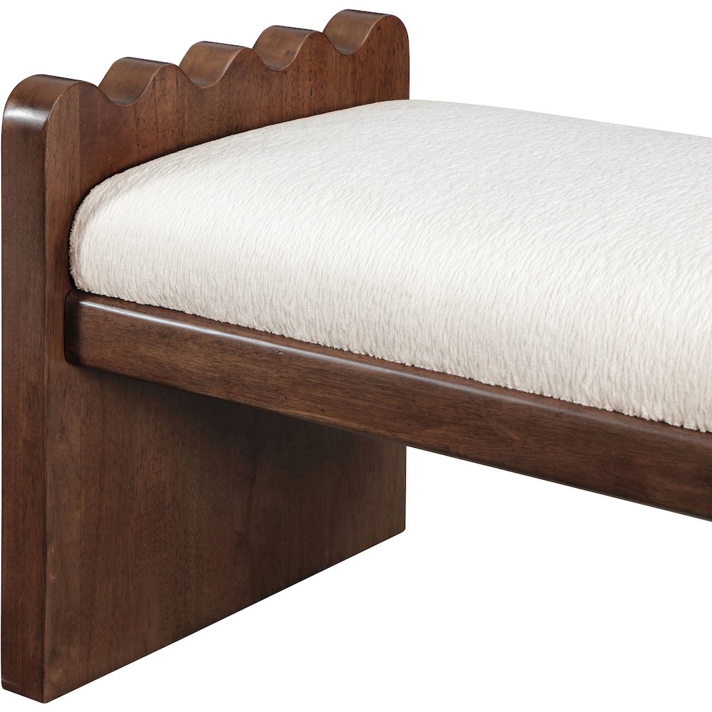 Sonia Cream Velour Fur Fabric Bench. Picture 6
