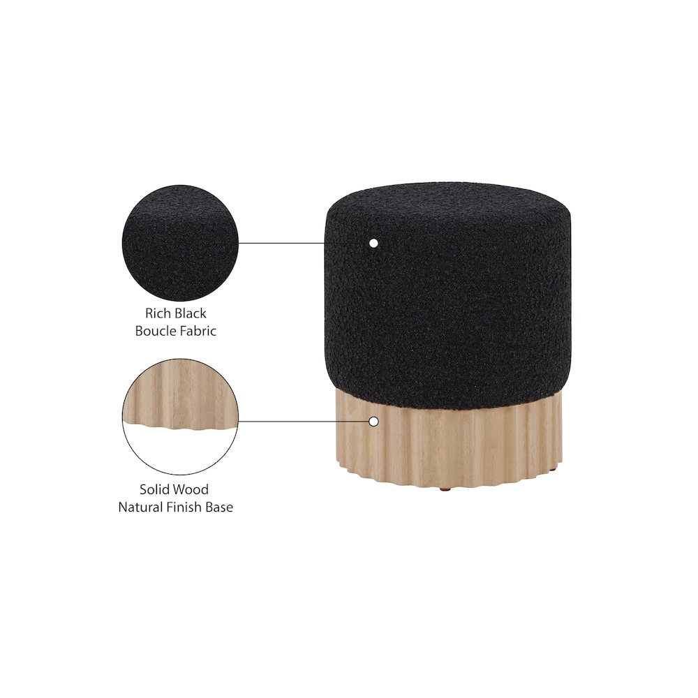 Veranda Black Boucle Fabric Ottoman/Stool. Picture 5
