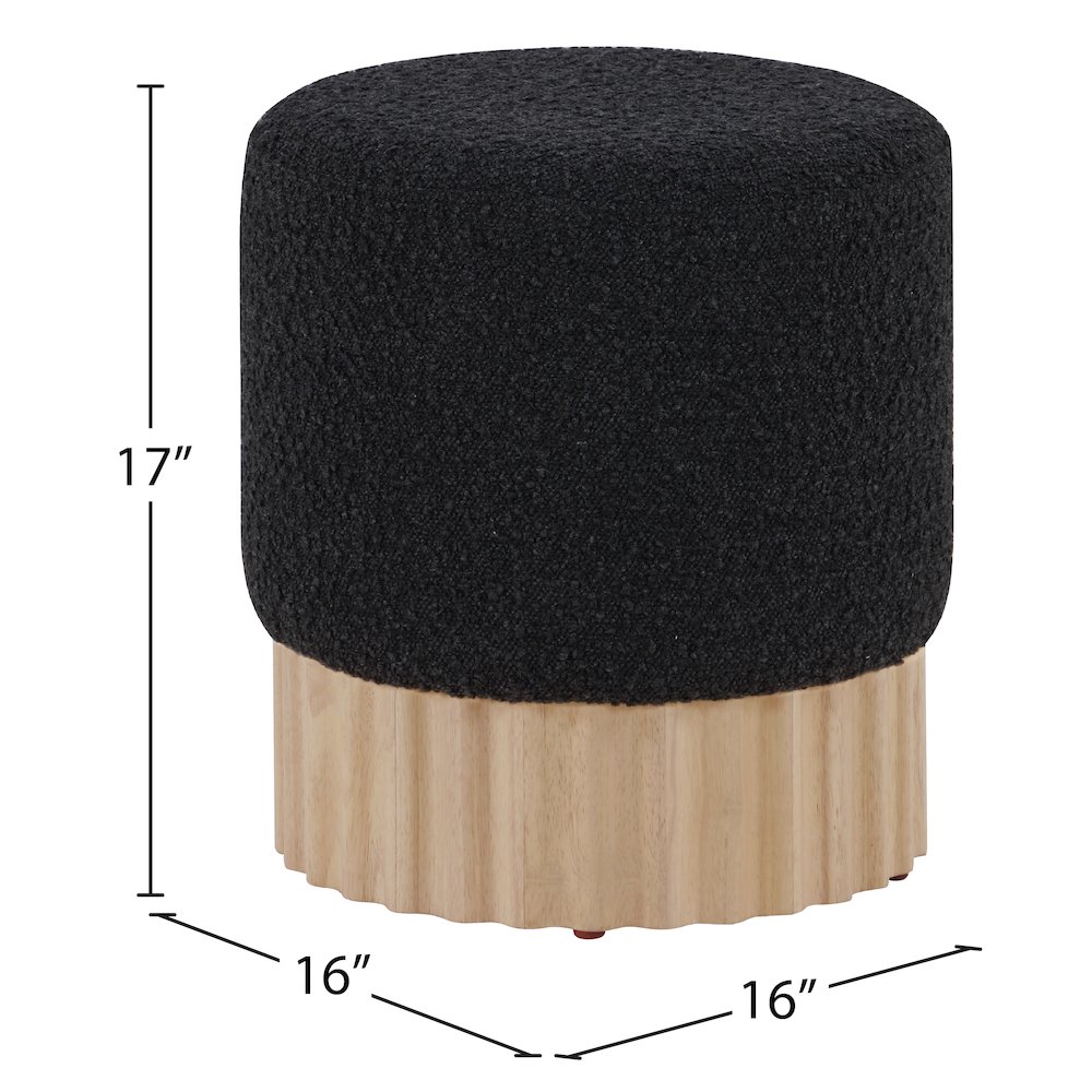 Veranda Black Boucle Fabric Ottoman/Stool. Picture 6