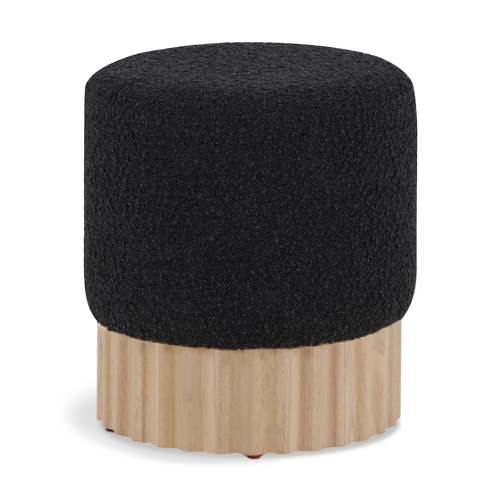 Veranda Black Boucle Fabric Ottoman/Stool. Picture 1