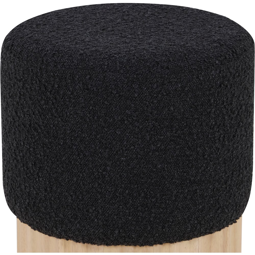 Veranda Black Boucle Fabric Ottoman/Stool. Picture 3