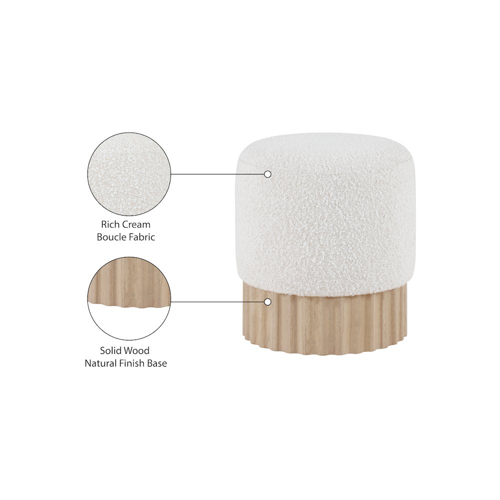 Veranda Cream Boucle Fabric Ottoman/Stool. Picture 5