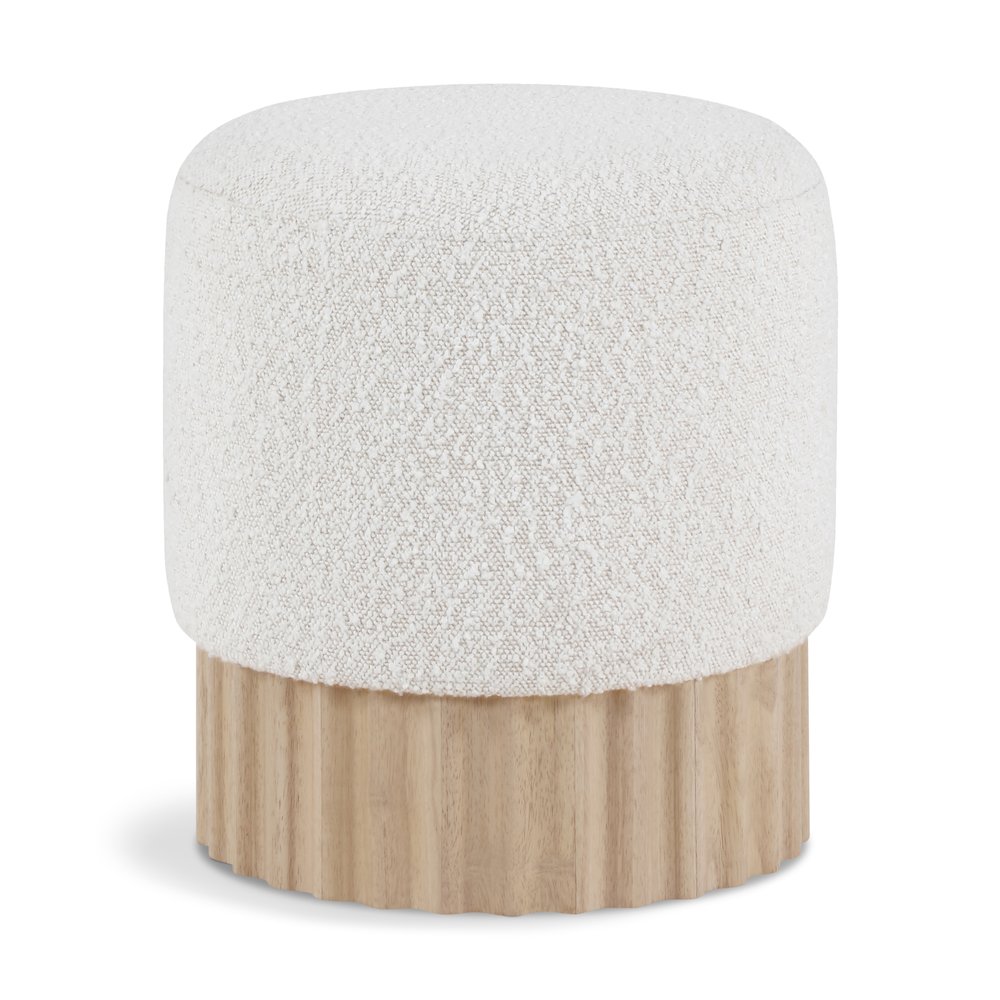 Veranda Cream Boucle Fabric Ottoman/Stool. Picture 1