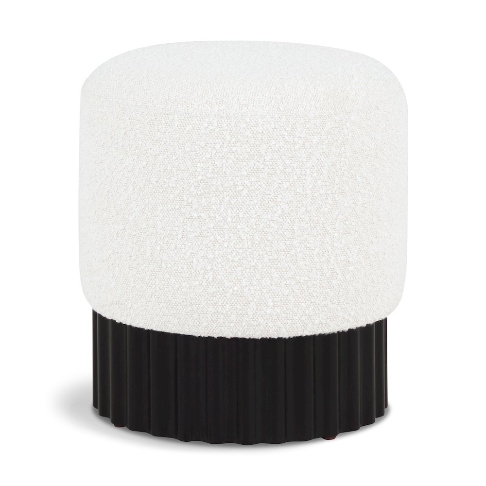 Veranda Cream Boucle Fabric Ottoman/Stool. Picture 1