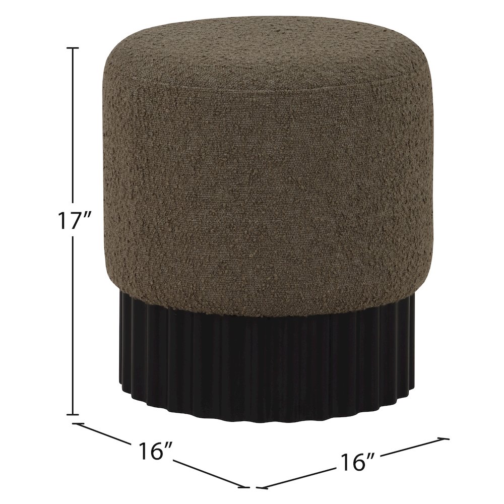 Veranda Olive Boucle Fabric Ottoman/Stool. Picture 6