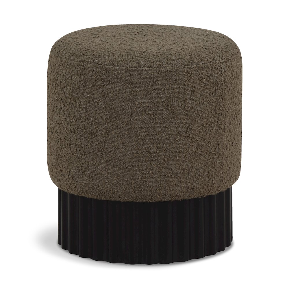 Veranda Olive Boucle Fabric Ottoman/Stool. Picture 1