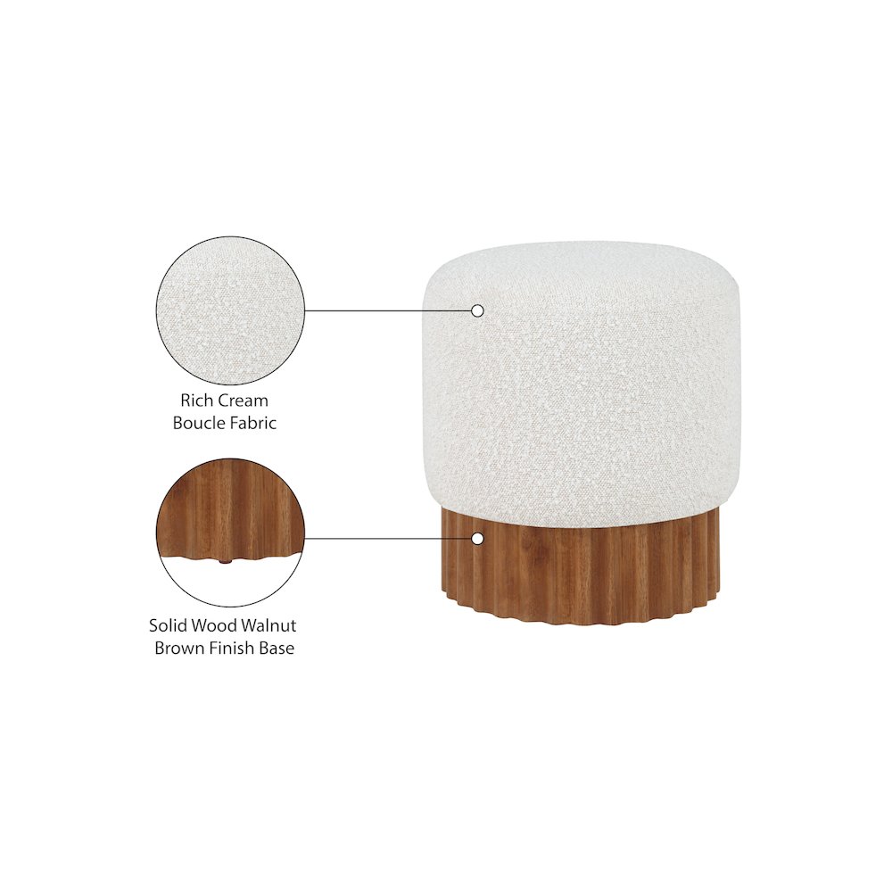 Veranda Cream Boucle Fabric Ottoman/Stool. Picture 5