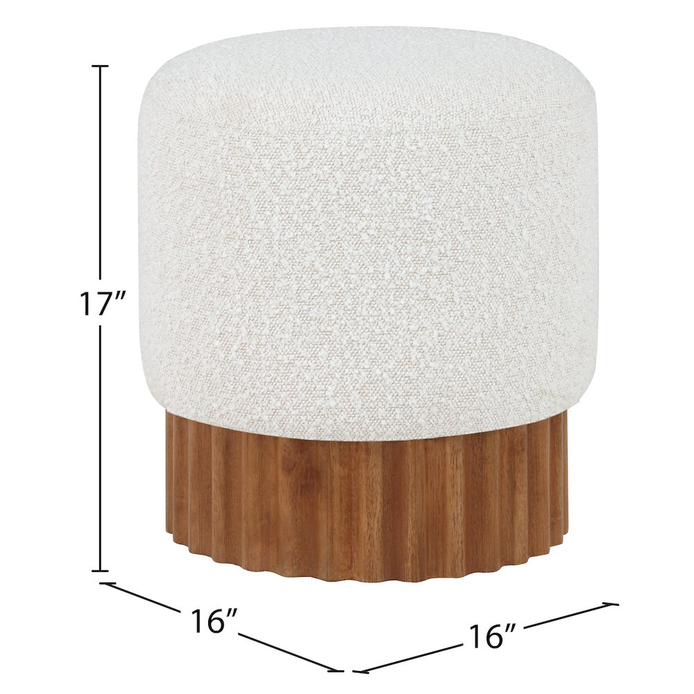 Veranda Cream Boucle Fabric Ottoman/Stool. Picture 6