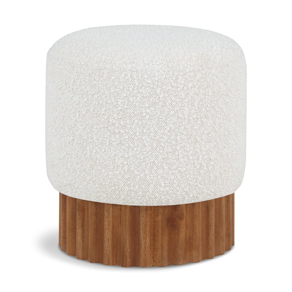 Veranda Cream Boucle Fabric Ottoman/Stool. Picture 1