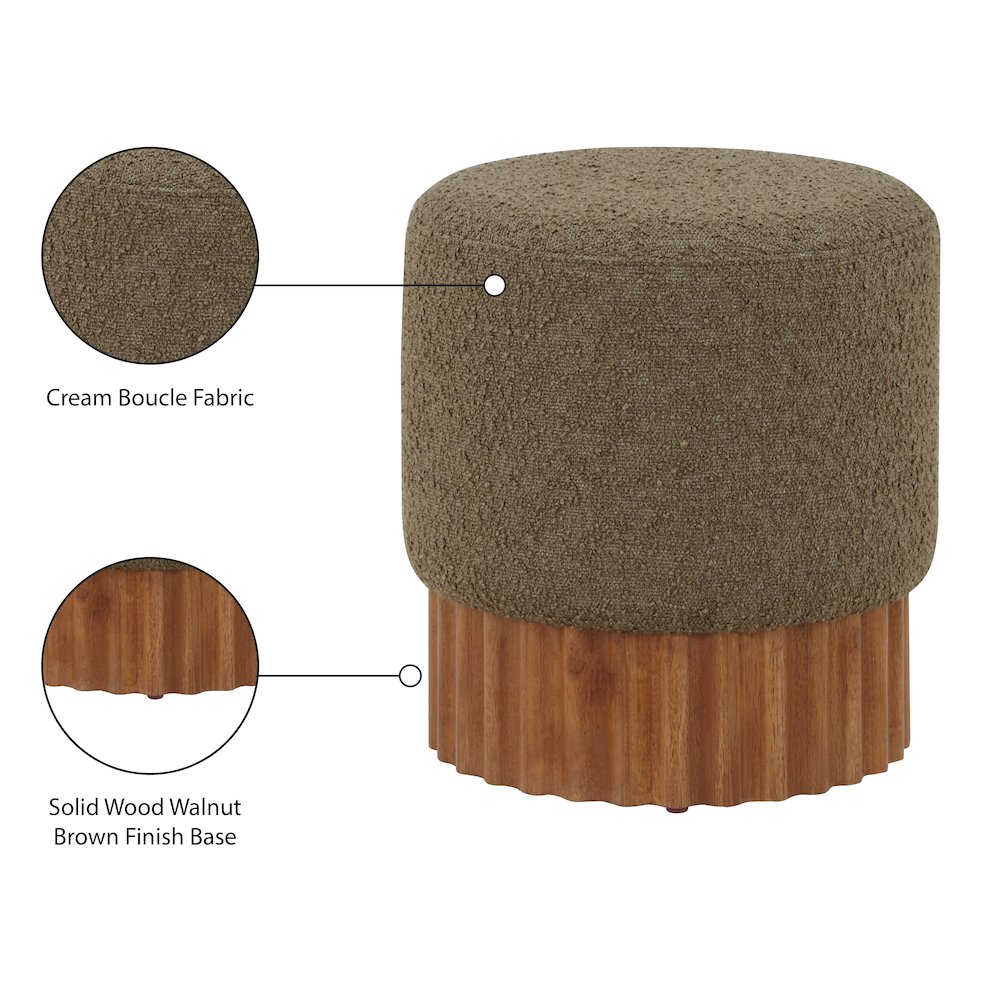 Veranda Olive Boucle Fabric Ottoman/Stool. Picture 5