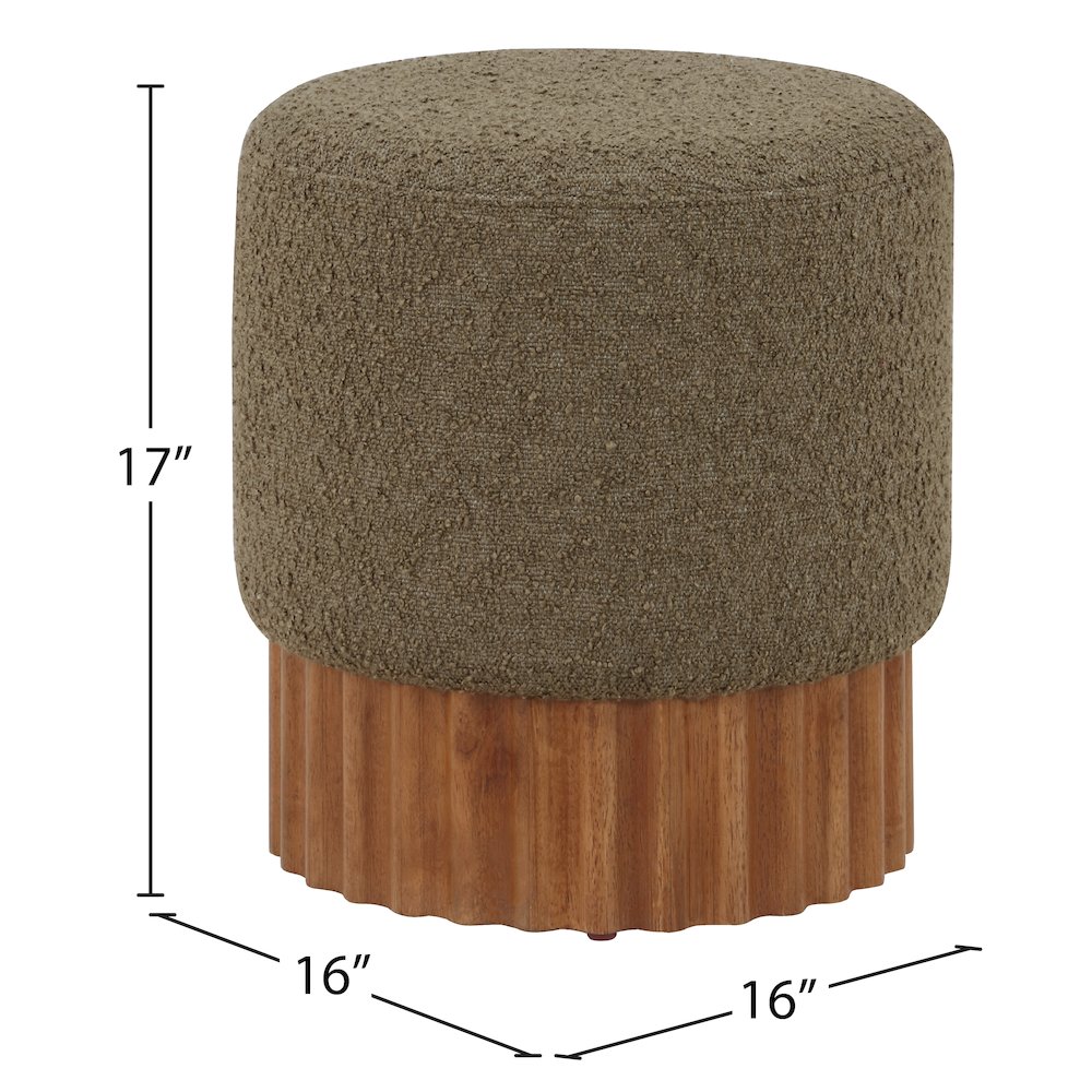 Veranda Olive Boucle Fabric Ottoman/Stool. Picture 6