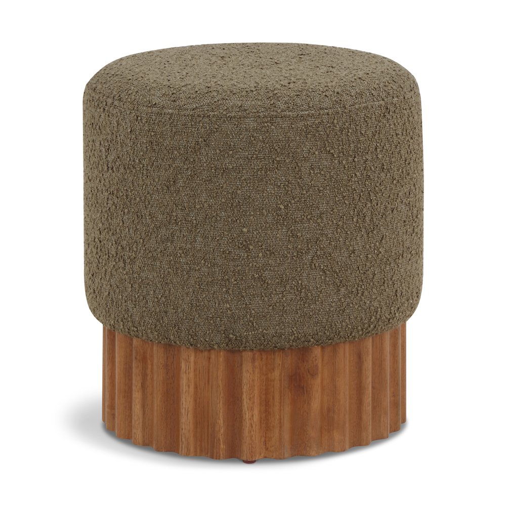 Veranda Olive Boucle Fabric Ottoman/Stool. Picture 1