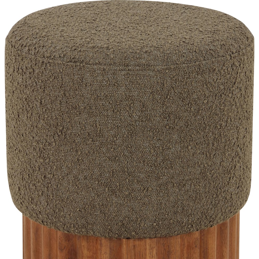 Veranda Olive Boucle Fabric Ottoman/Stool. Picture 3