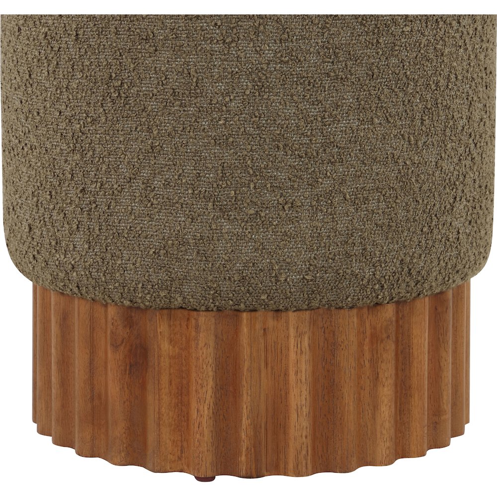 Veranda Olive Boucle Fabric Ottoman/Stool. Picture 4