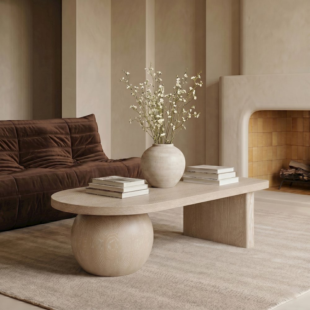 Solum Natural Ash Wood And Oak Veneer Coffee Table. Picture 2
