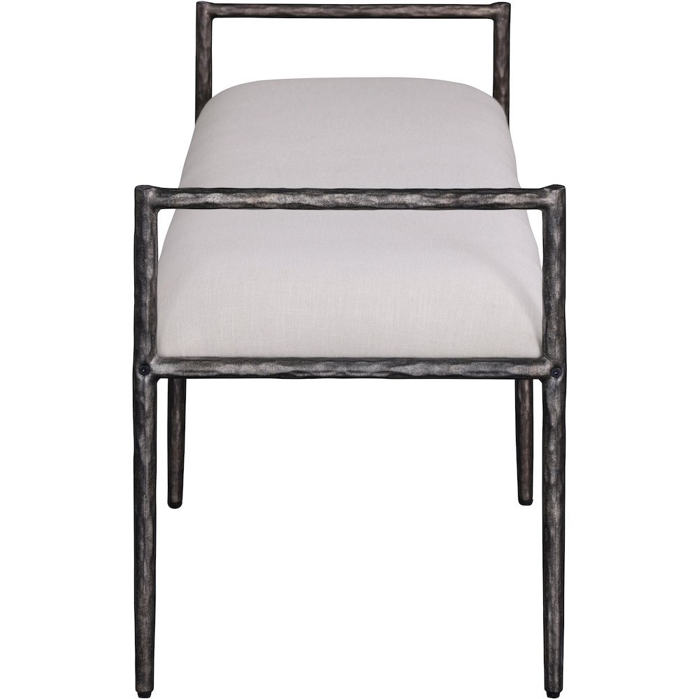 Axis Beige Linen Textured Fabric Upholstered Bench. Picture 4